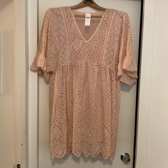 Axemi + Kin Brooke Eyelet Swing Dress in light pink - Picture 3 of 7
